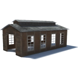 brown railway engine shed template