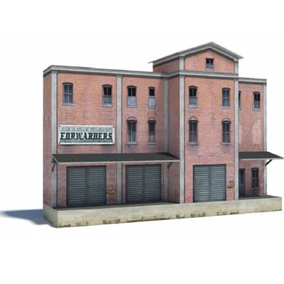 big pink industrial paper model kit building