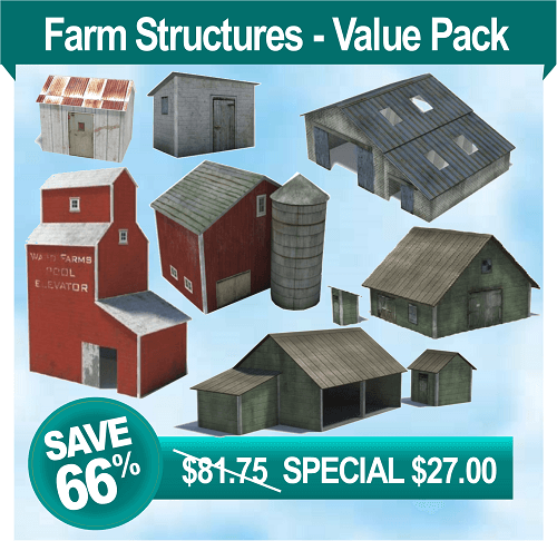 N Scale Two Farm Buildings Kit Sheds