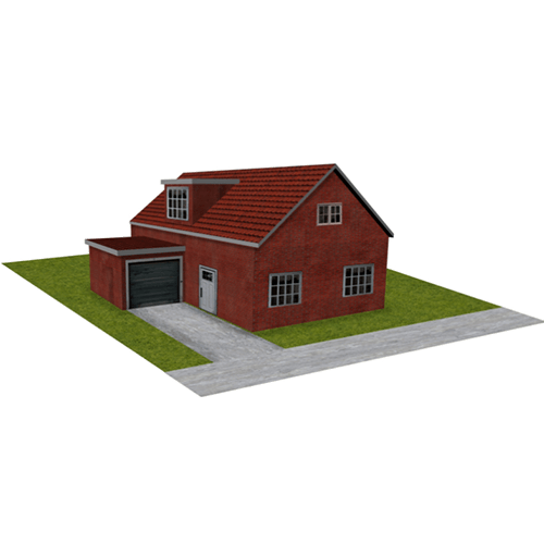 Red Brick Bungalow with large windows and garage
