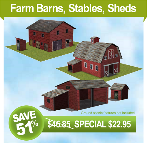 O Scale Two Farm Barn  Buildings Kit Sheds 