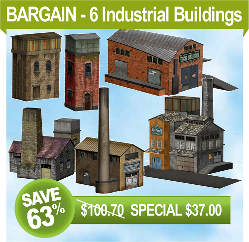 N Gauge Model Railway Accessories Buildings and Scenery Tin Industrial Building. 